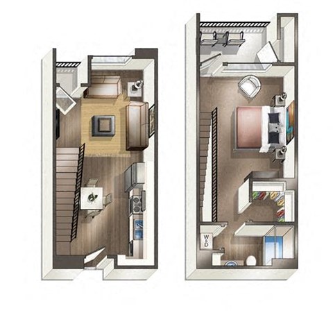 two different floor plans of a small house