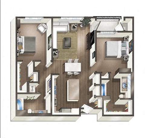 a floor plan with a bedroom and a living room