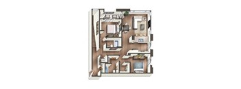 a 3d drawing of a floor plan of a house