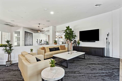 a living room with couches and a coffee table