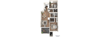 the  floor plan of the house with the living room and bedrooms