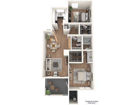 the  floor plan of the house with the living room and bedrooms