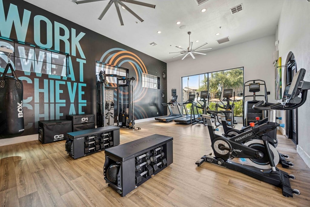 cardio hub in fitness center at lazo apartment homes in chandler, az