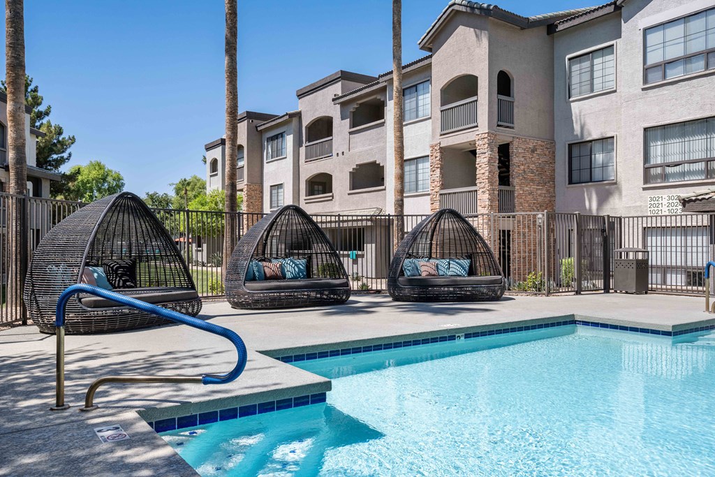 luxury resort style heated pool at lazo apartment homes in chandler, az