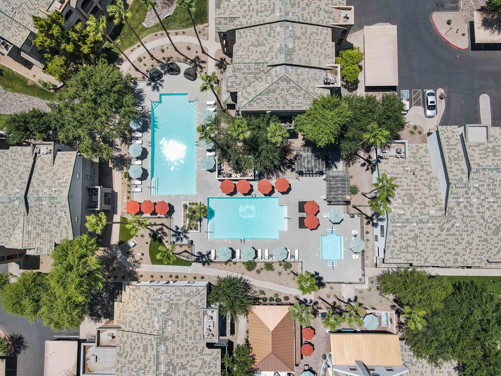 arial view of the resort style community of lazo apartments in chandler, az