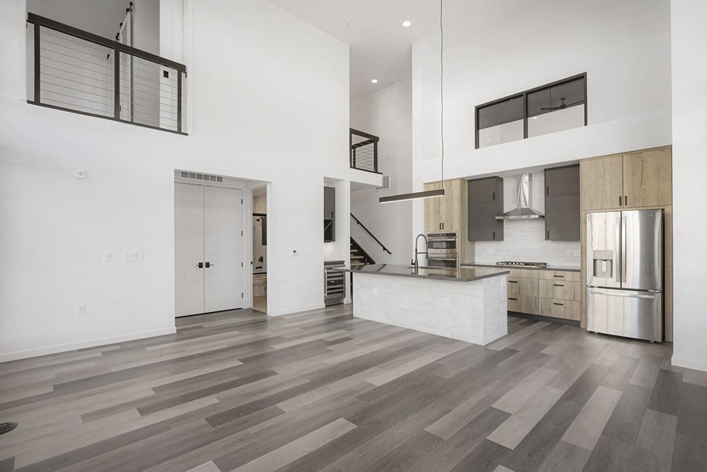 Portola at SouthGlenn Interior Townhomes Kitchen and Living Room