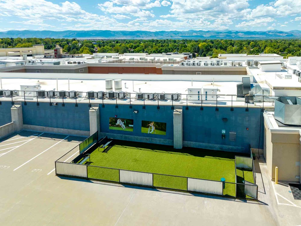 a soccer field on the roof of a building