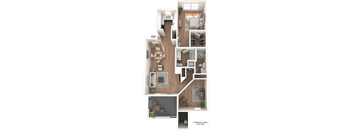 a floor plan of a house with a bedroom and a living room