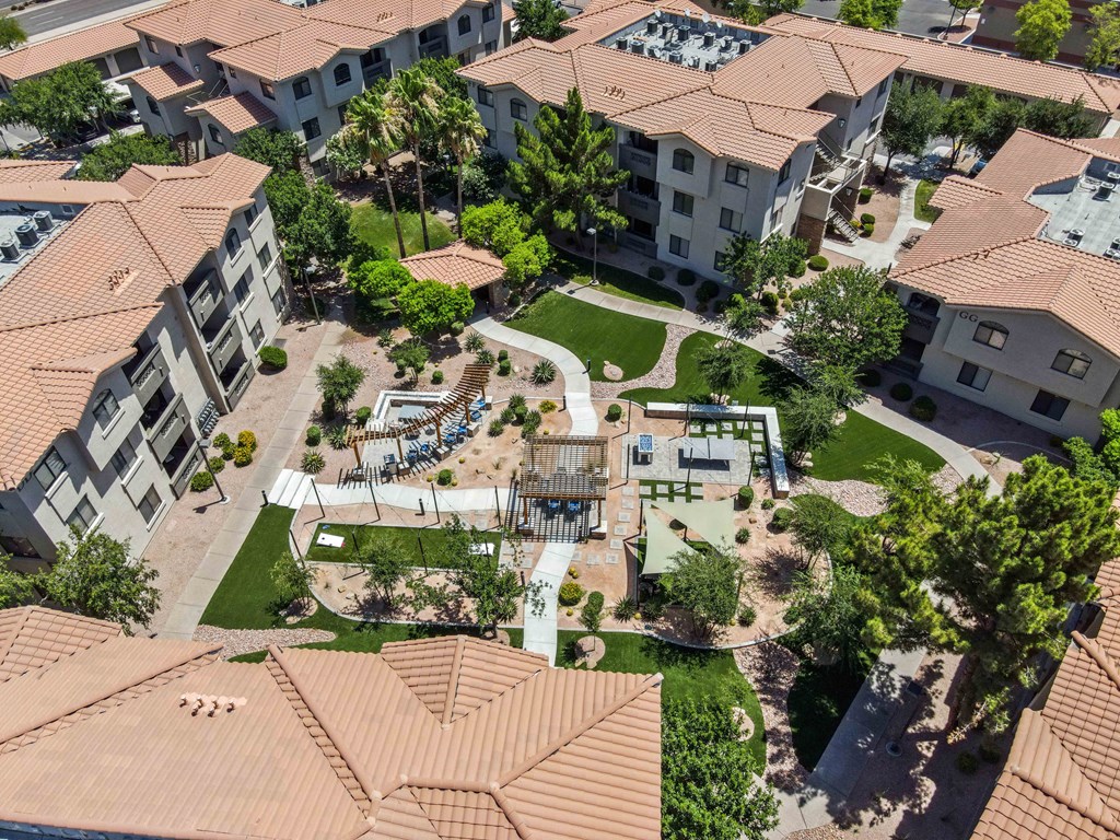 an aerial view of apartments in tempe arizona