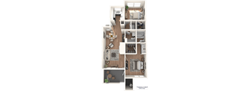 a floor plan of a house with a bedroom and a living room