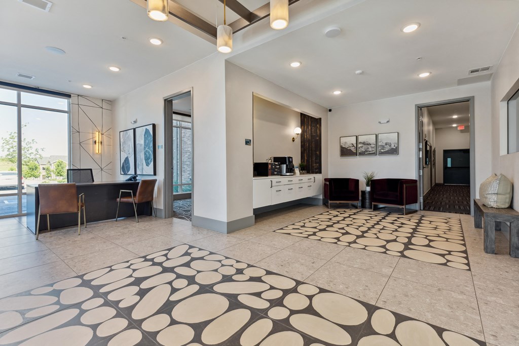 a view of the lobby and leasing center