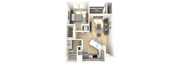 The Laurel A1 One Bedroom One Bathroom Floor Plan