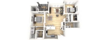 The Laurel B3 Two Bedroom Two Bathroom Floor Plan