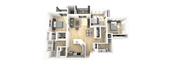 The Laurel C1 Three Bedroom Two Bathroom Floor Plan