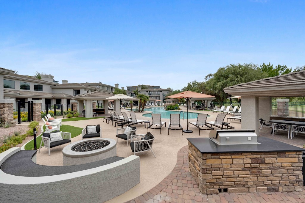 take a dip in the pool or relax by the fire pit