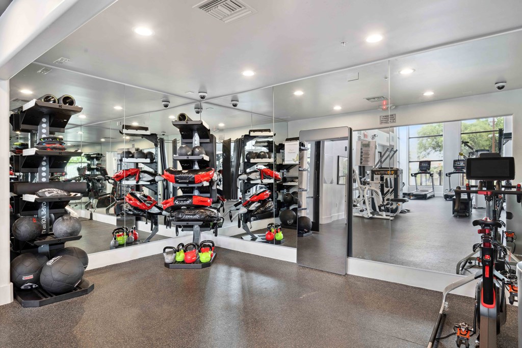 a  gym with a lot of exercise equipment