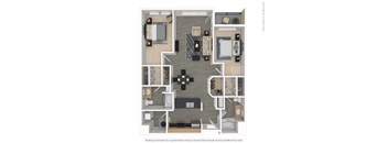 A floor plan of a house with a kitchen, living room, dining room, and bathrooms.