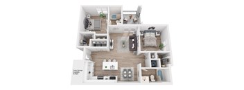 a 1 bedroom floor plan  395