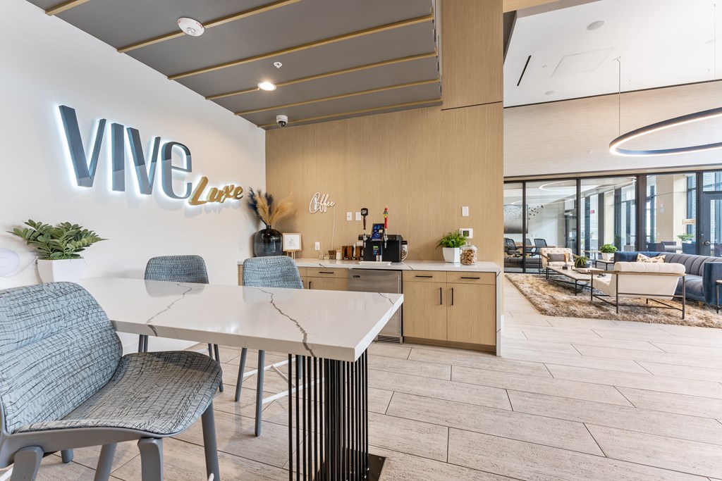 coffee bar at vive luxe apartments in san diego