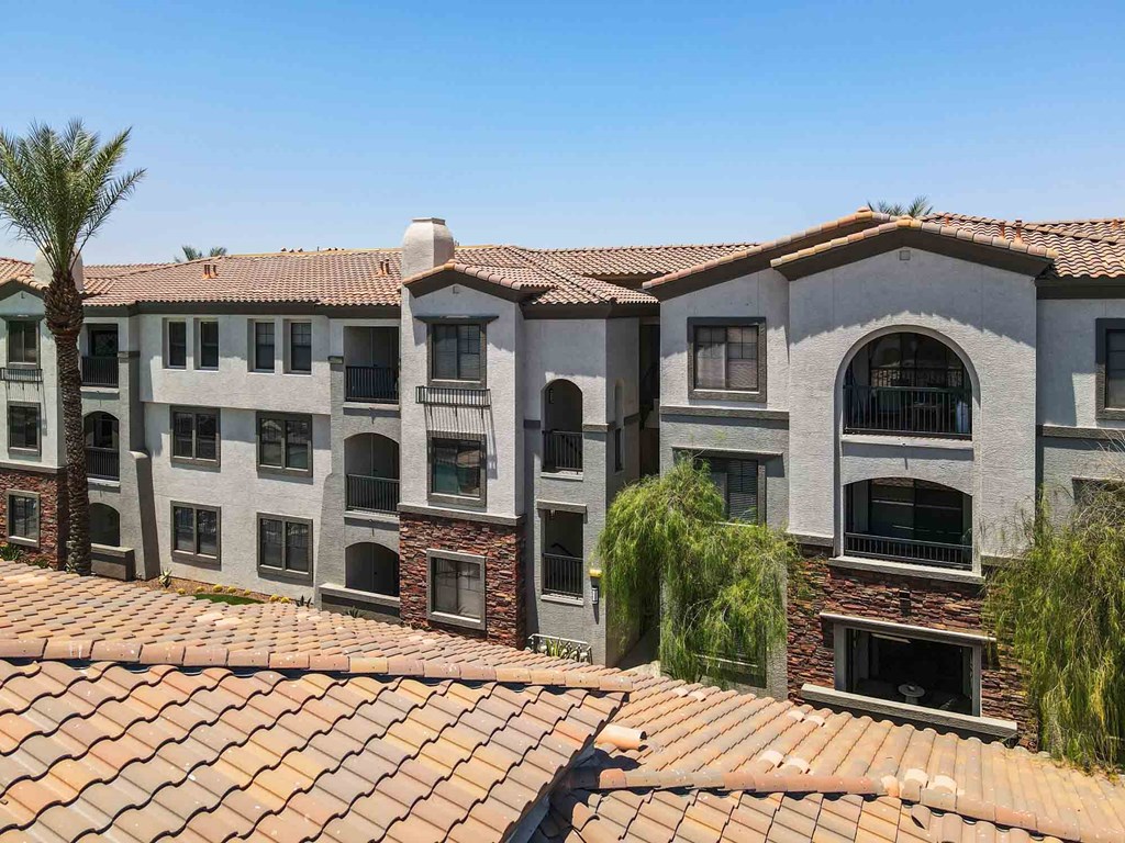 a view of the apartment buildings from above