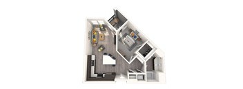 a floor plan with a bedroom and a living room