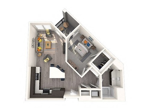 a floor plan with a bedroom and a living room