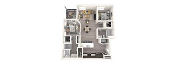 a floor plan of a house with a bedroom and a living room