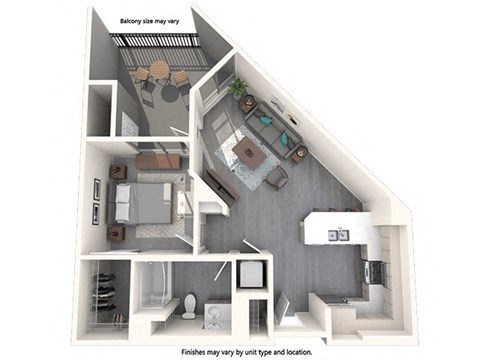 a 1 bedroom floor plan  950 sq ft