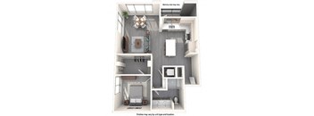 a 1 bedroom floor plan  1190 square feet