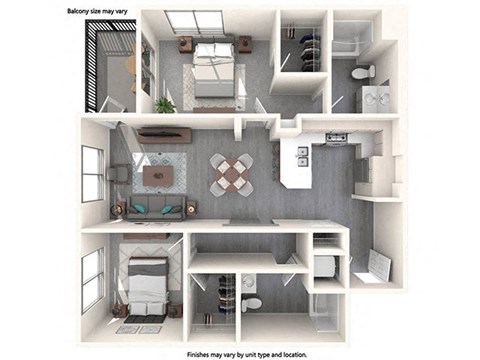 a 2 bedroom192 sq ft floor plan