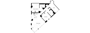 A black and white floor plan of a house with labeled rooms.
