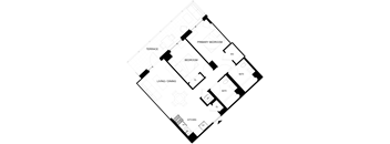 A black and white image of a house floor plan.