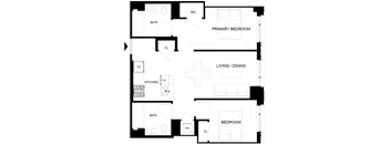 A black and white image of a house floor plan.