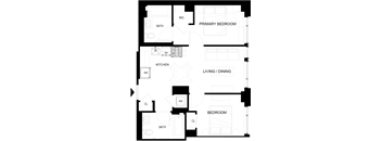 A black and white image of a house floor plan.