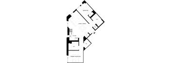 A black and white image of a floor plan for a house.