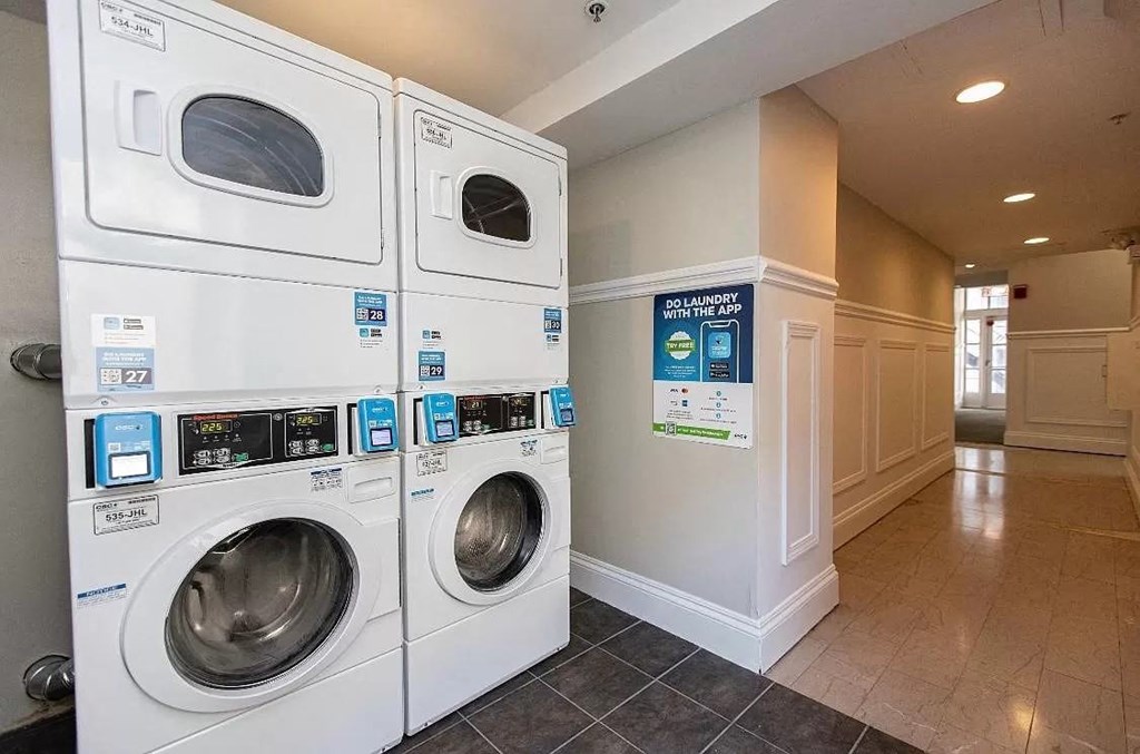 a washing machine and dryer in a laundry room