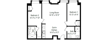 2 Bed, 2 Bath - Style A