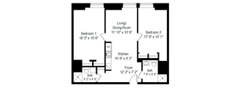 2 Bed,  2 Bath - Style D