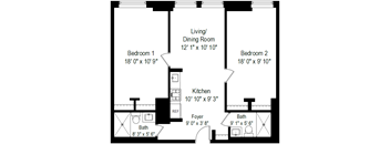 2 Bed, 2 Bath - Style F