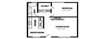1 Bedroom 1 Bathroom Floorplan at Pennsylvania Place, California