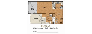 A 2 bedroom apartment with a living area, kitchen, and bathroom.