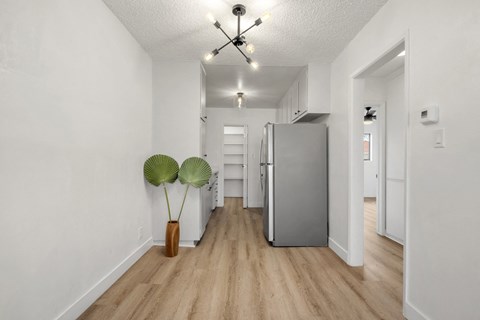 Living space and kitchen