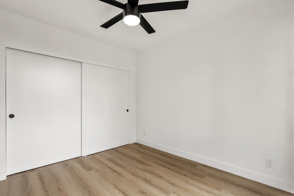 One Bedroom Open Bedroom Space with Ceiling Fan