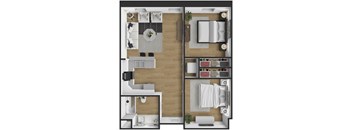 a floor plan of a house with a wood floor