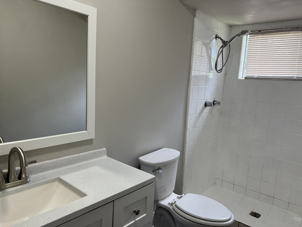 a bathroom with a toilet and a sink and a shower