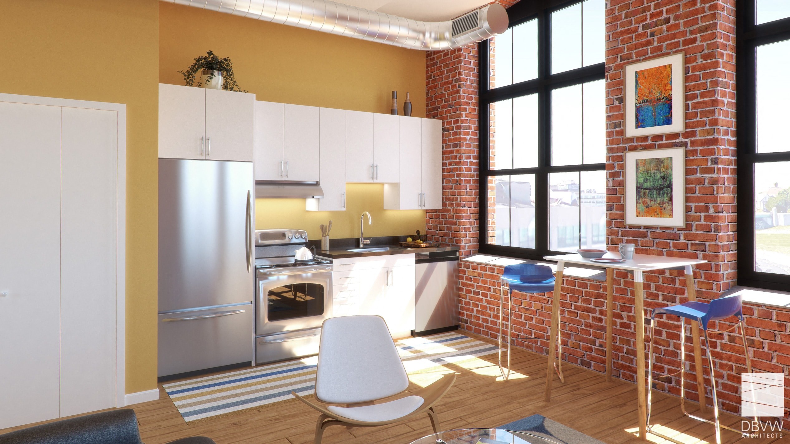 a small kitchen with a dining area and a stove and refrigerator