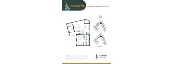A floor plan for a property named Amaryllis shows three bedrooms, two bathrooms, and a total area of 1,242 square feet.