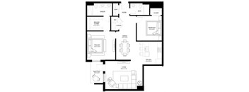 a floor plan of a house with bedrooms and a living room