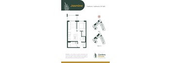 A floor plan for a property called Jasmine, which is 531 square feet, is displayed.