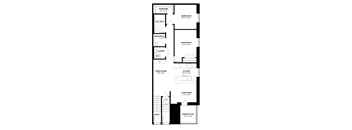 A black and white floor plan of a house with labeled rooms.
